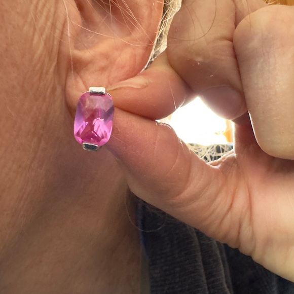 Sterling Pink Topaz Earrings - Picture 3 of 6